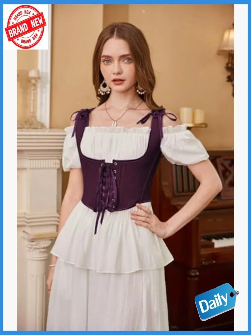 Underbust Corset Top with Zip Closure, Lace-up Boned, Renaissance Fairycore